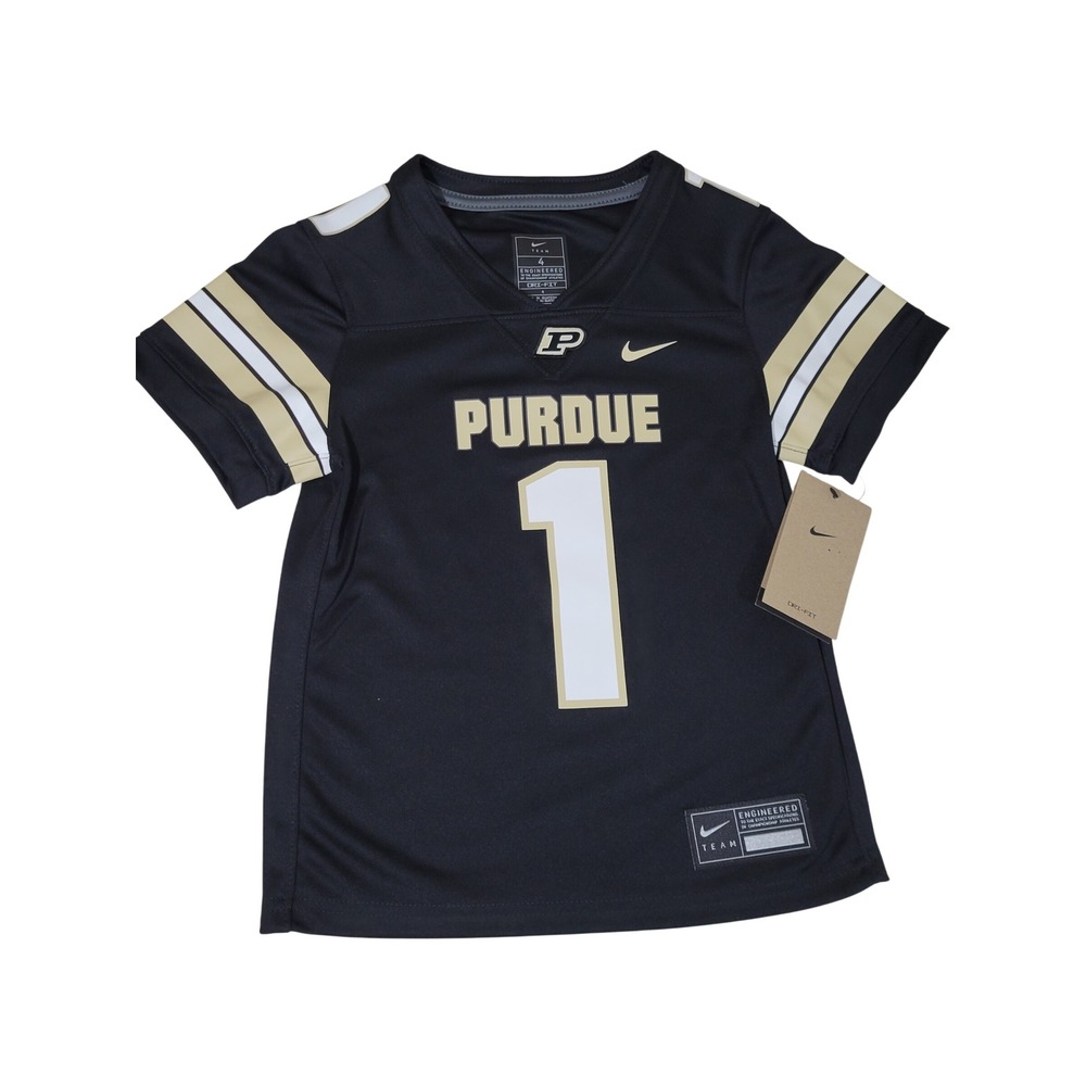 Nike Purdue Boilermaker Football Jersey Kid Toddler Size 4 Black #1 Dri-FIT NCAA
